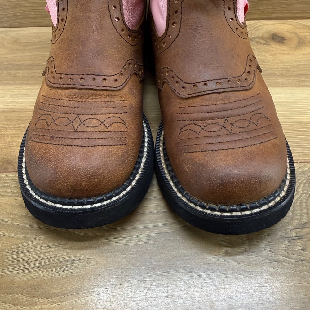 Justin‎ Gypsy Boots Womens 5 Brown Pink Leather Western Cowgirl Short - Picture 4 of 11